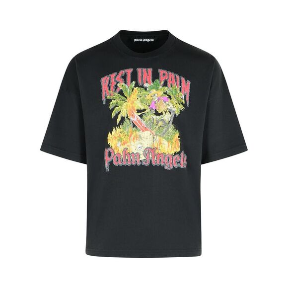 Palm Angels 'Rest In Palm' Black Cotton T-Shirt Men - Picture 1 of 3